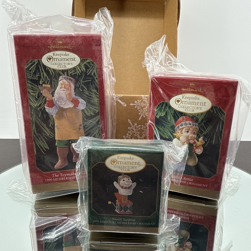 Hallmark Keepsake Collector's Club Ornaments 1999 Membership Kit Set of 3 SEALED